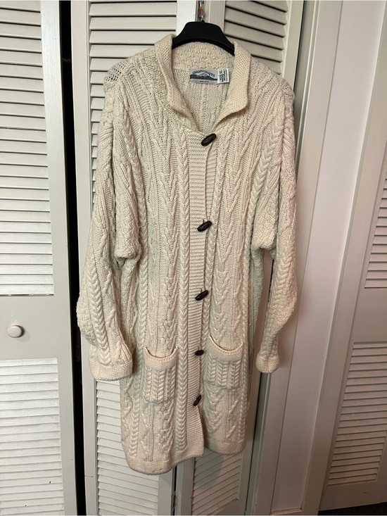 Aran Crafts Sweaters - Aran Crafts Irish Cream Cable Knit Long Cardigan